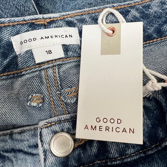 New Good American Good Curve Short Denim Jean Shorts High Rise Distressed - 18 - Picture 6 of 11